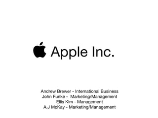 Apple Inc. 
Andrew Brewer - International Business
John Funke - Marketing/Management
Ellis Kim - Management
A.J McKay - Marketing/Management

 