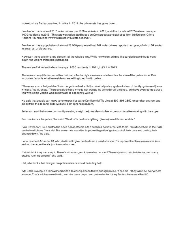 Sharon Lurye __ Pemberton Arrest Rates