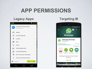 APP PERMISSIONS
Legacy Apps Targeting M
 