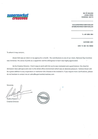 SupermarketCreatives_Recomendation Letter From Dino