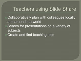 Presentations can be uploaded publicly or privately.Download presentations to use or make your own.Sync MP3 audio with presentations.