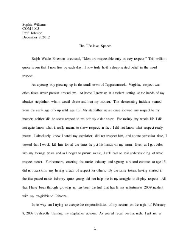 Com 4005 This I Believe Speech Speech 60 Jaar