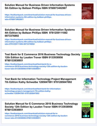 Test Bank for Business Driven Technology 7th Edition by Baltzan ISBN ...