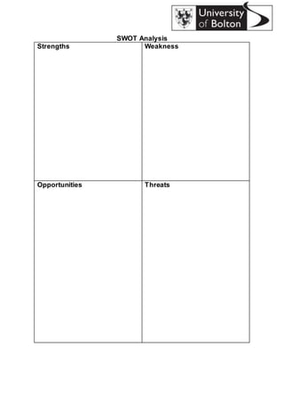 Swot Reflection Template.pdf c.v and personal sdtatement reflective account | DOCX
