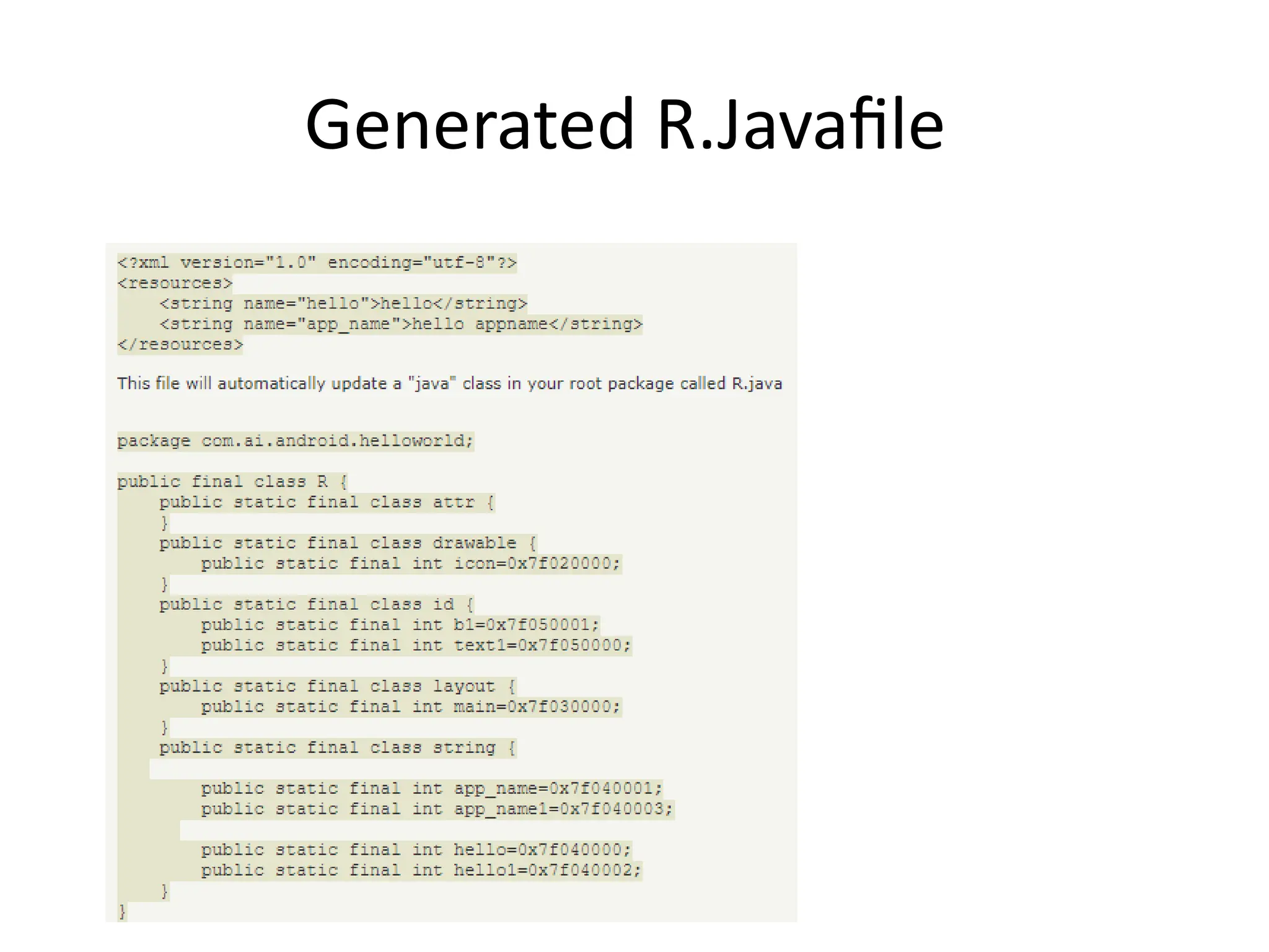 Generated R.Javafile
 