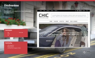 Elinext created a web-magazine for a Swiss fashion model
Xenia Tchoumitcheva.
ChicOverdose
Fashion Blog
Technologies:
—— PHP
—— HTML
—— CSS
—— JavaScript
Functionality:
—— CMS integration
—— Responsiveness
—— Live feed from Instagram, Twitter
Case Study
Elinext.com
See
on the web
 