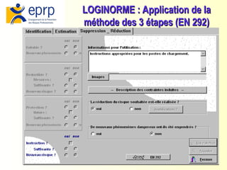 34
LOGINORME : Application de la
LOGINORME : Application de la
méthode des 3 étapes (EN 292)
méthode des 3 étapes (EN 292)
 
