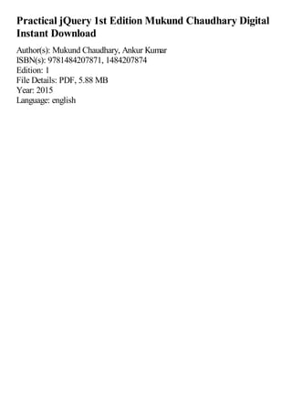 Practical jQuery 1st Edition Mukund Chaudhary | PDF