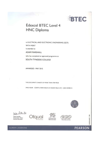 HNC Electrical and Electronic Engineering
