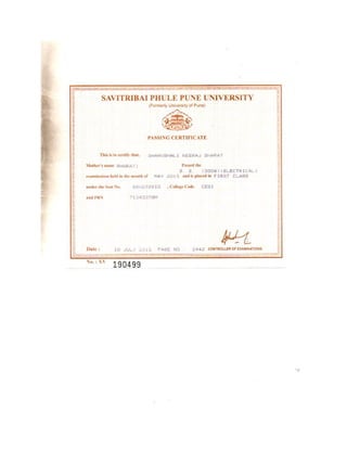 Degree passing certificate