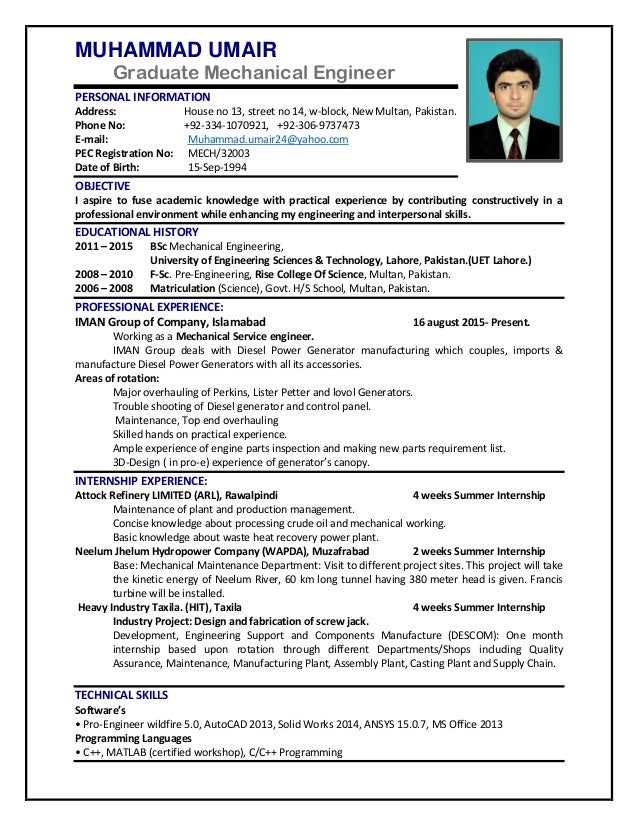 mechanical engineer phd resume