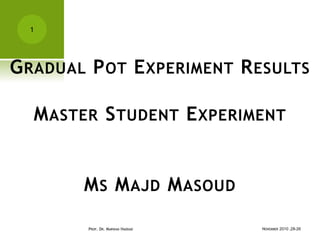 NOVEMBER 26-28,2010PROF. DR. MARWAN HADDAD
1
GRADUAL POT EXPERIMENT RESULTS
MASTER STUDENT EXPERIMENT
MS MAJD MASOUD
 