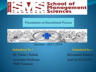 Session : 2017-2019
Submitted To :- Submitted by :-
Dr. Pallavi Pathak Shivanand Maurya
Assistant Professor Roll No PG/23/074
SMS Varanasi
1
Presentation on Recruitment Process
 
