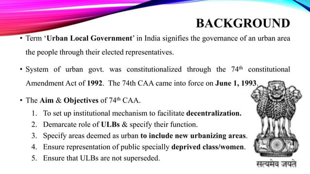 74th Amendment -Nagarpalika Act | PPTX | Civil Engineering Industry ...
