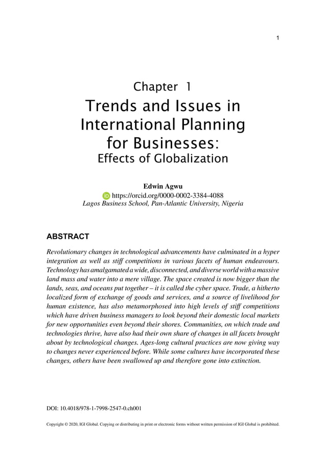 trends andissuesininternationalplanningforbusinesses effectsof