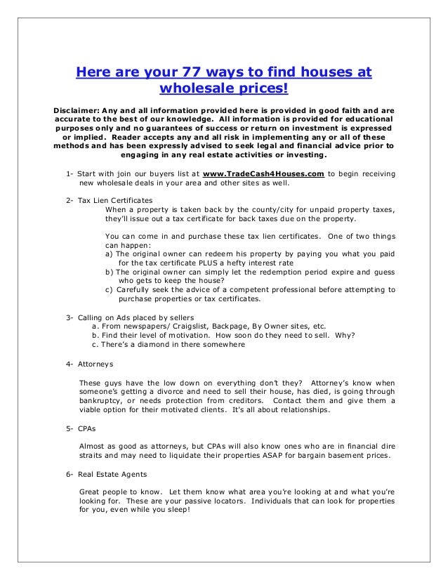 74ways to find houses at wholesale prices wholesale real estate flyers