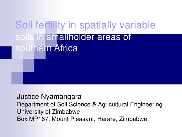 Soil fertility in spatially variable soils in smallholder areas of so…