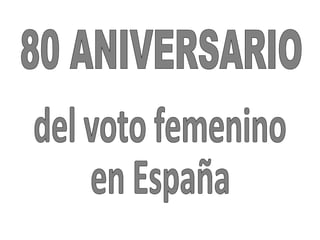 80 ANIVERSARIO del voto femenino en España 