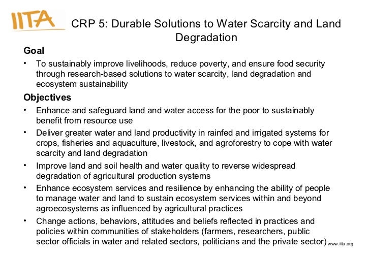 Objectives of water scarcity