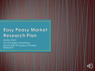 Ashley Short
On the Edge Advertising
ADVA 208: Principles of Market
Research
 