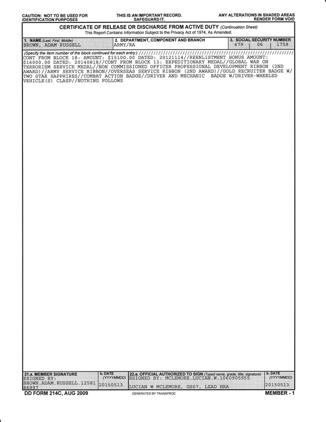 SSG Brown DD214 PDF Government Support And Welfare Financial Ssg brown dd214 pdf government support and welfare financial