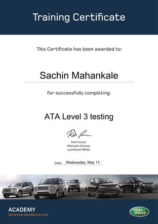 Sachin Mahankale
ATA Level 3 testing
Wednesday, May 11,
 