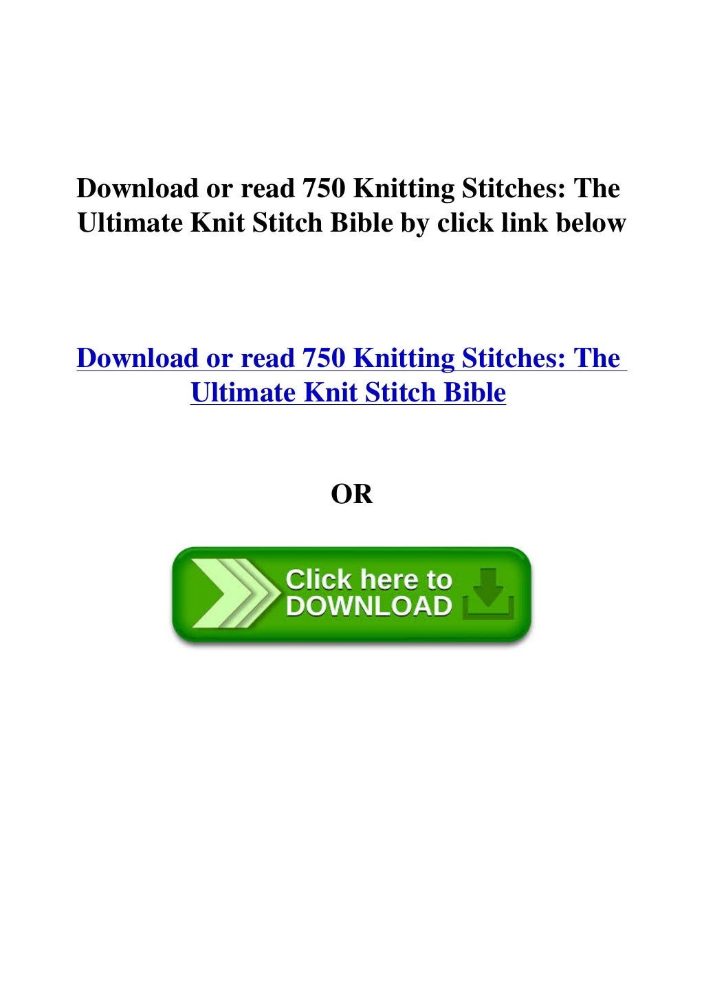 750 knitting stitches the ultimate knit stitch bible