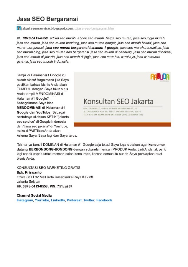 Jasa Seo Bergaransi