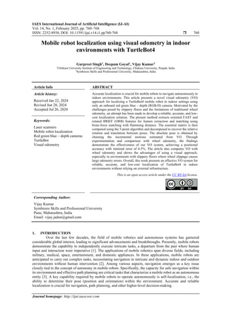 Mobile robot localization using visual odometry in indoor environments ...