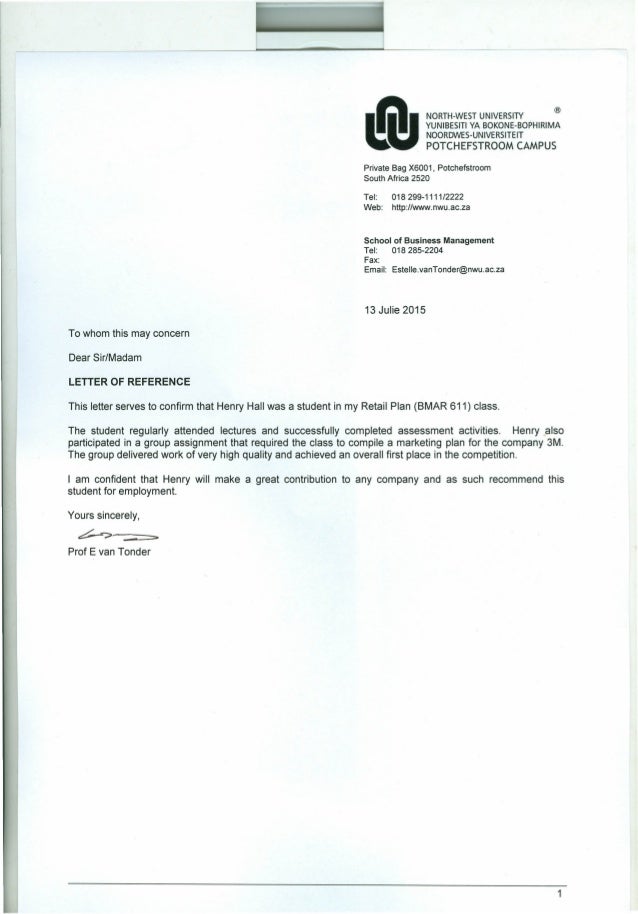 Attachment 12- Reference letter- Prof E van Tonder Attachment 12- Reference letter- Prof E van Tonder