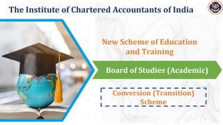 1
The Institute of Chartered Accountants of India
Board of Studies (Academic)
New Scheme of Education
and Training
Conversion (Transition)
Scheme
 