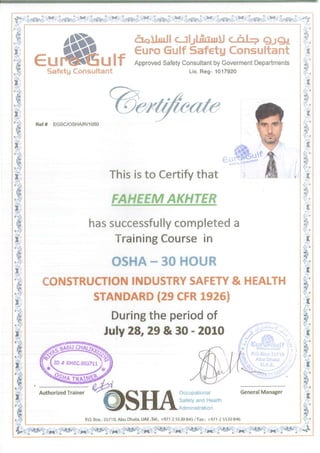 OSHA 30 Hours