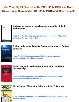 Underwater acoustic modeling and simulation 4th ed Edition Etter | PDF