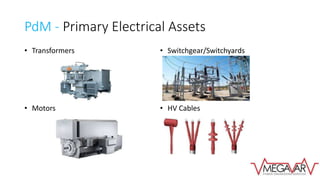 PdM - Primary Electrical Assets
• Transformers
• Motors
• Switchgear/Switchyards
• HV Cables
 