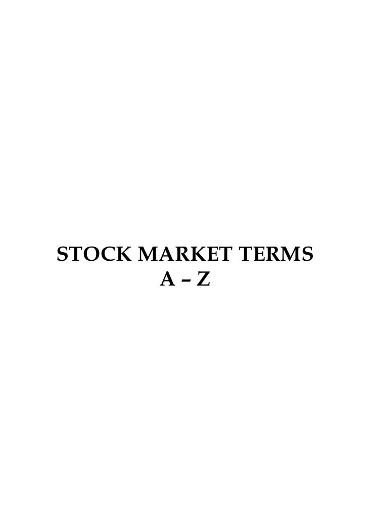 dictionary stock market terms