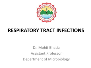 RESPIRATORY TRACT INFECTIONS
Dr. Mohit Bhatia
Assistant Professor
Department of Microbiology
 