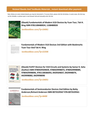 Fundamentals of Modern VLSI Devices: Advanced Semiconductor Design and ...