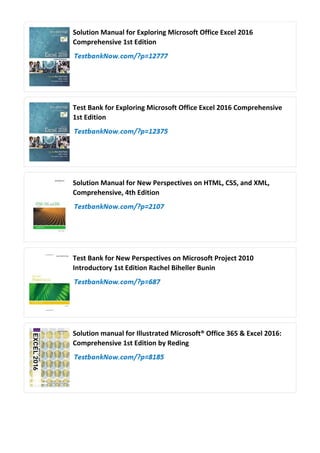 Comprehensive Solution Manual for Microsoft Excel 2010 Comprehensive ...