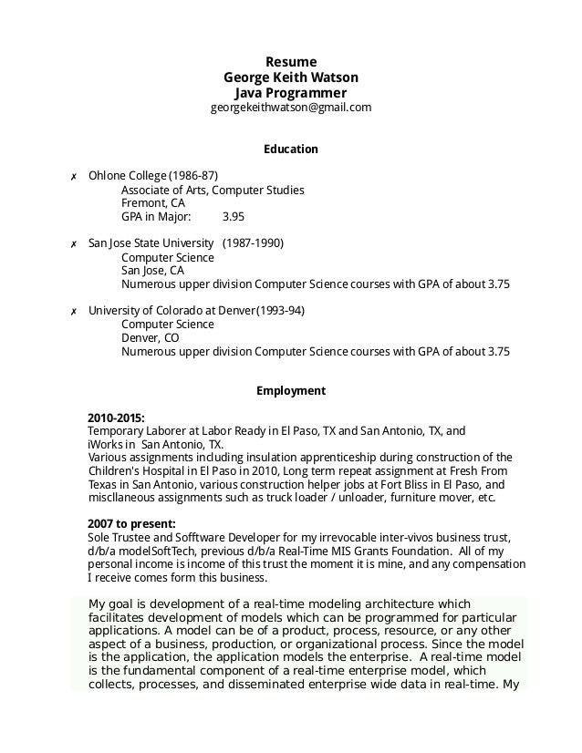 Sample resume for a furniture mover