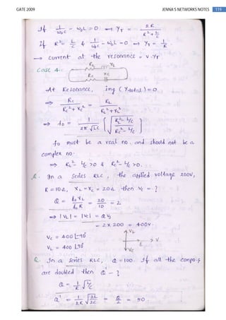 119GATE 2009 JENNA’S NETWORKS NOTES
 