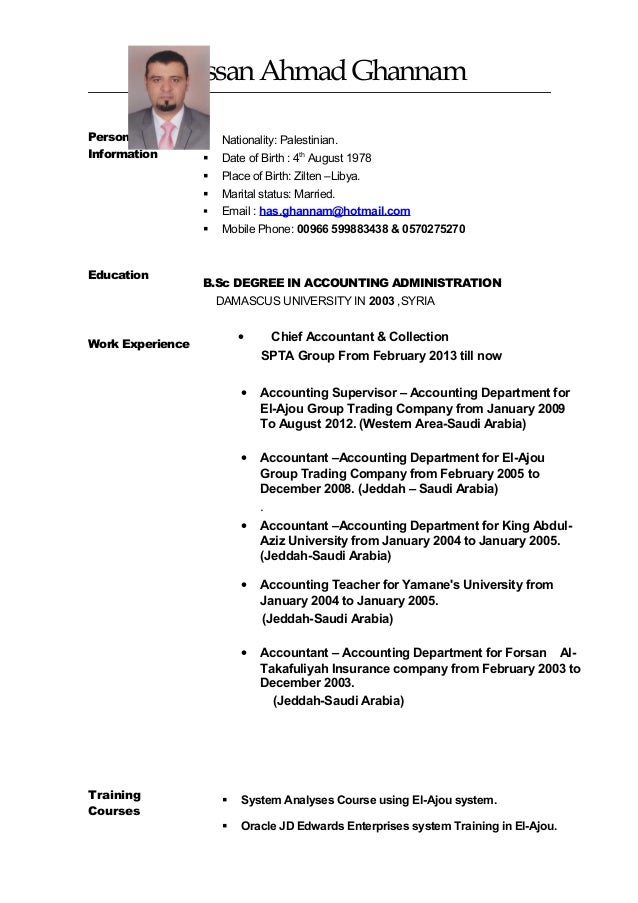 cv hassan chief accountant cv chief accountant