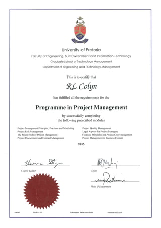 RL Colyn - Project Management
