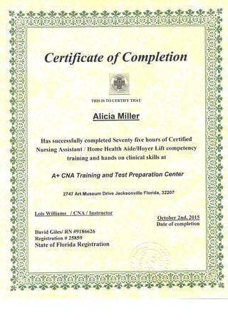 CNA Certificate