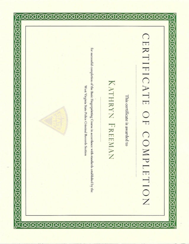 Basic Fingerprinting certificate