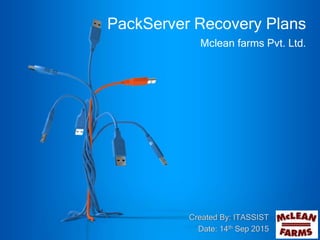 Mclean farms Pvt. Ltd.
PackServer Recovery Plans
Created By: ITASSIST
Date: 14th Sep 2015
 