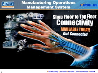 Manufacturing Execution Real-time Lean Information Network1
Manufacturing Operations
Management System
 
