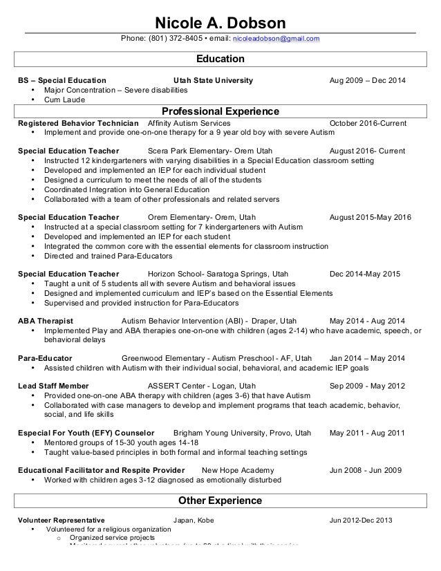 nicole dobson s resume