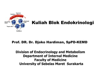Division of Endocrinology and Metabolism Department of Internal Medicine Faculty of Medicine  University of Sebelas Maret  Surakarta Prof. DR. Dr. Djoko Hardiman, SpPD-KEMD Kuliah Blok Endokrinologi 