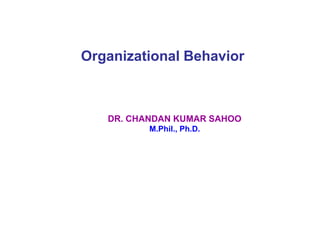 Organizational Behavior
DR. CHANDAN KUMAR SAHOO
M.Phil., Ph.D.
 