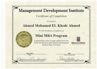 AhmedKhedr Mini MBA Certificate